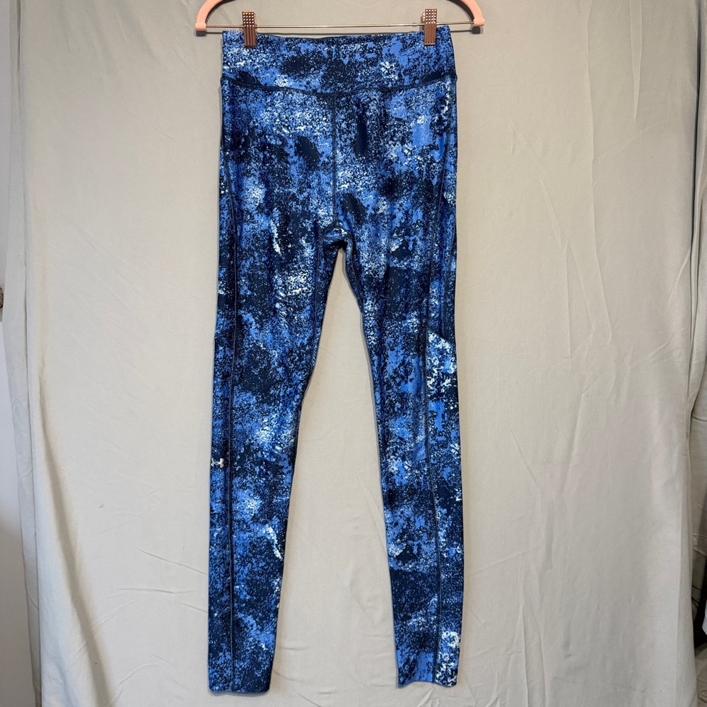Under Armour Womens Heat Gear Compression Leggings Size Medium Blue Running Yoga